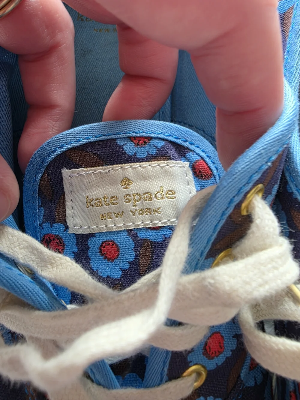 kate spade blue floral canvas slip-on sneakers